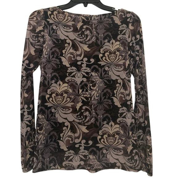 Axcess Y2K Floral Mesh Sheer Sleeves Babydoll Top Whimsigoth Small - Picture 2 of 11